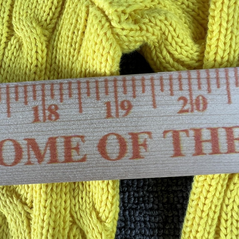Ralph Lauren Sweater Womens Large Yellow 100% Cotton Cable Knit Crewneck Top - Picture 7 of 11